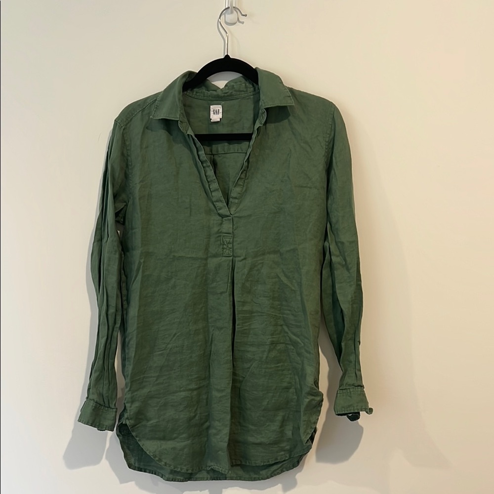 GAP Olive Green Linen Popover